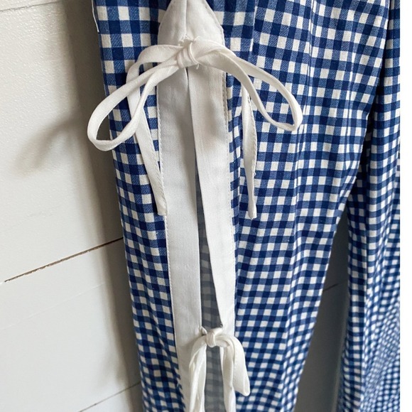 Avec Les Filles Side Tie Gingham Drawstring Pants XS Navy White Gingham NWT - Picture 8 of 16